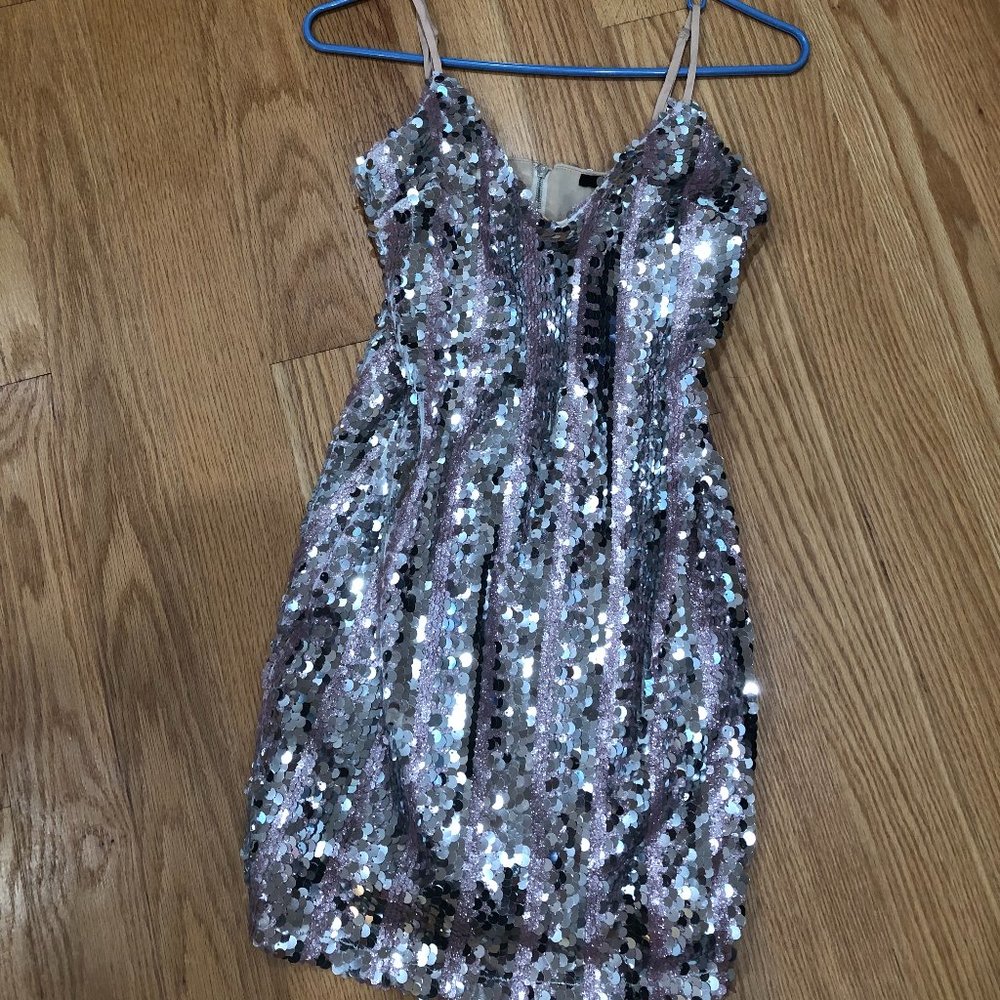 Forever 21 Silver Sequin Mini Dress